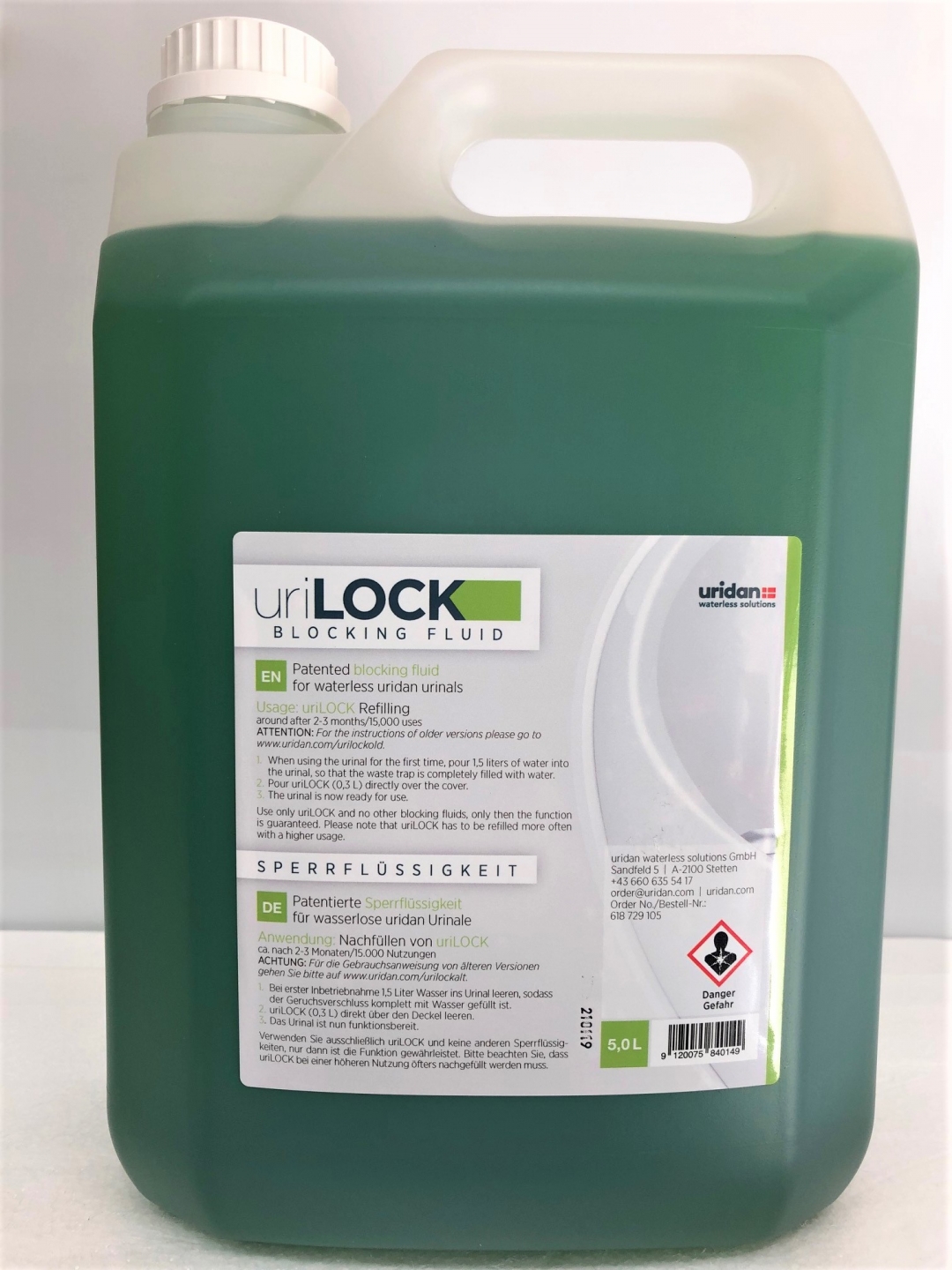 uriLOCK 5 Litre bottle Home Uridan Waterless Solutions